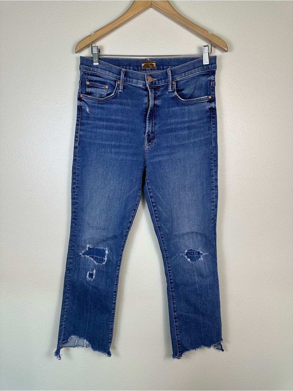 MOTHER The Insider Crop Step Chew in Dancing On Coals Women 31 Denim Jeans